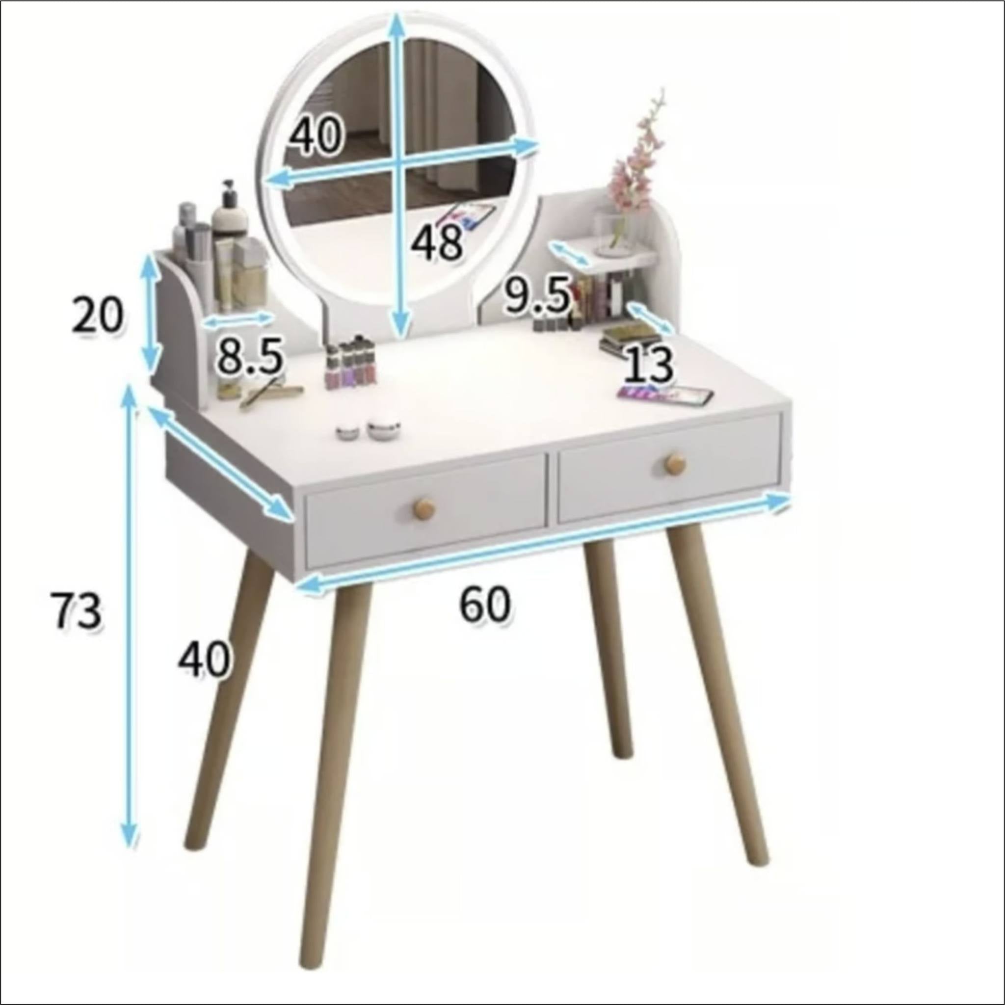 WhiteMir™ - Tocador Madera Con Espejo